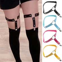 Punk Garters Leg Ring Studded Heart Leather Harness Garter Belt Women Adjustable Elastic Suspender Strap Fashion Accessories