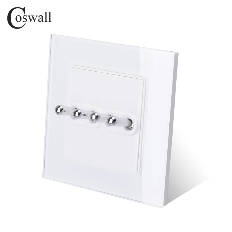 Coswall, простая модная рамка из закаленного стекла с кристаллами, 4 комплекта, 1 способ, тумблер, светильник, переключатель вкл/выкл, настенный выключатель, 16А, переменный ток, 250 В