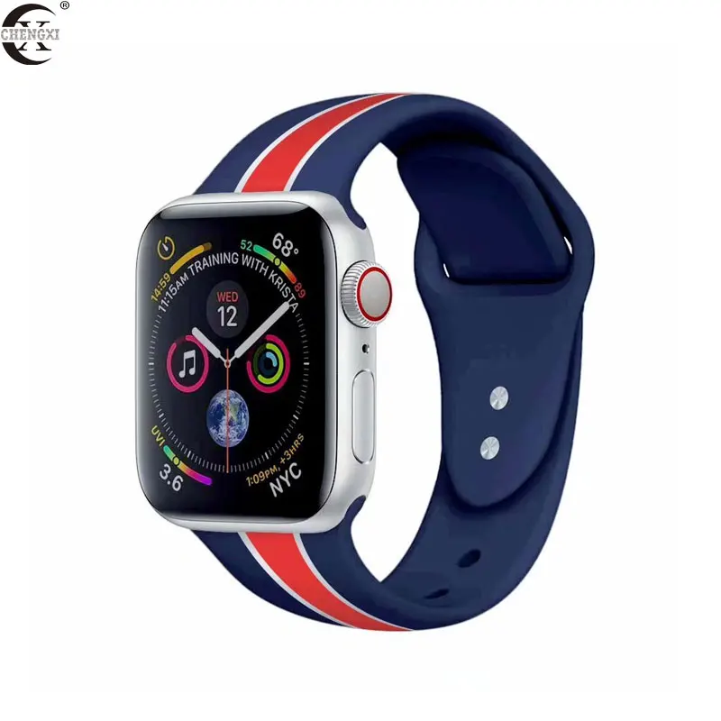 Ремешок для Apple Watch series 5 4 3 2 1 силиконовый ремешок для iWatch цветной мягкий сменный AW адаптер 38 40 42 44 мм аксессуары