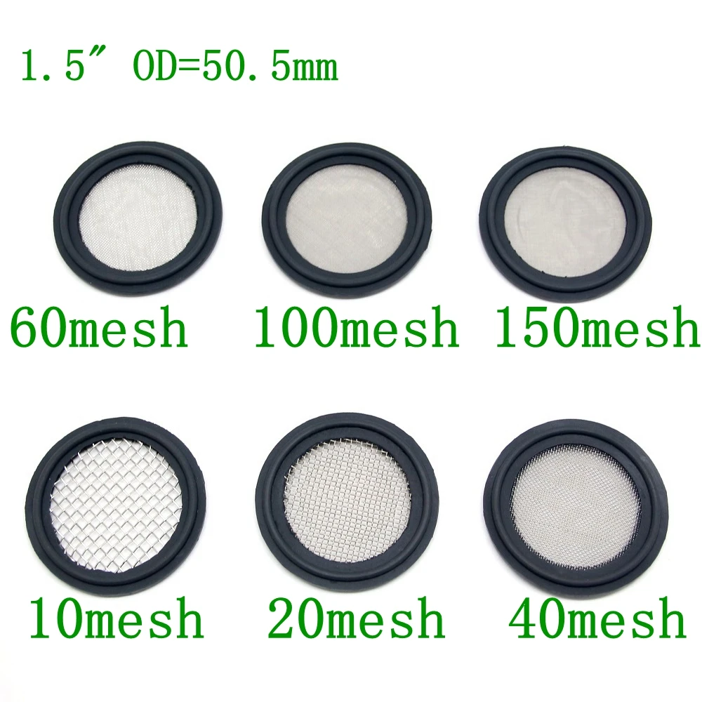 

FPM / PTFE 1.5'' 2'' 2.5â€œ 3'' 4'' Sanitary Tri Clamp Ferrule Screen Gasket Seal Sealing 10 20 40 60 100 150 Mesh