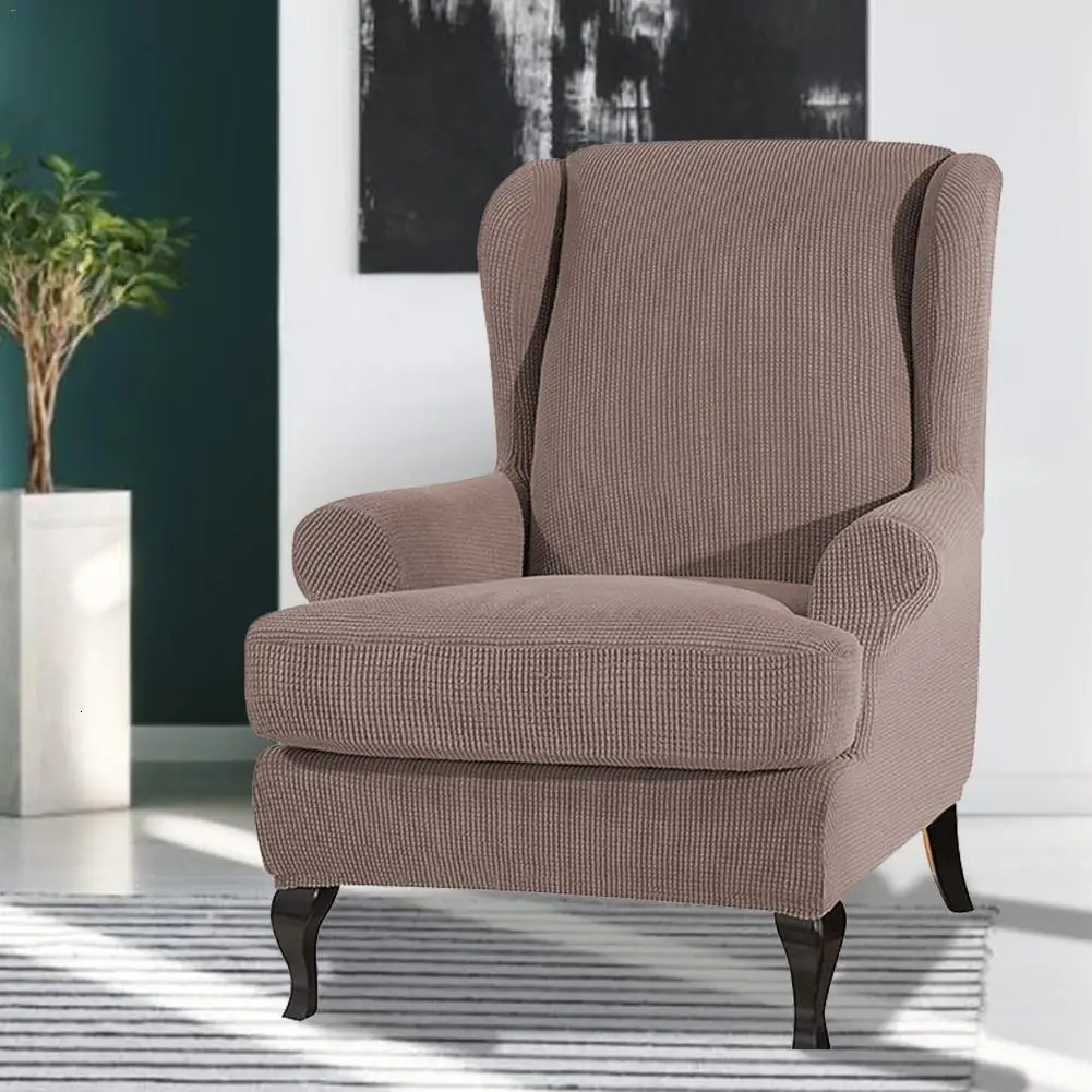 Waterproof Sloping Arm King Back Chair Cover Elastic Armchair Wingback Wing Sofa Back Chair Cover Stretch Protector SlipCover