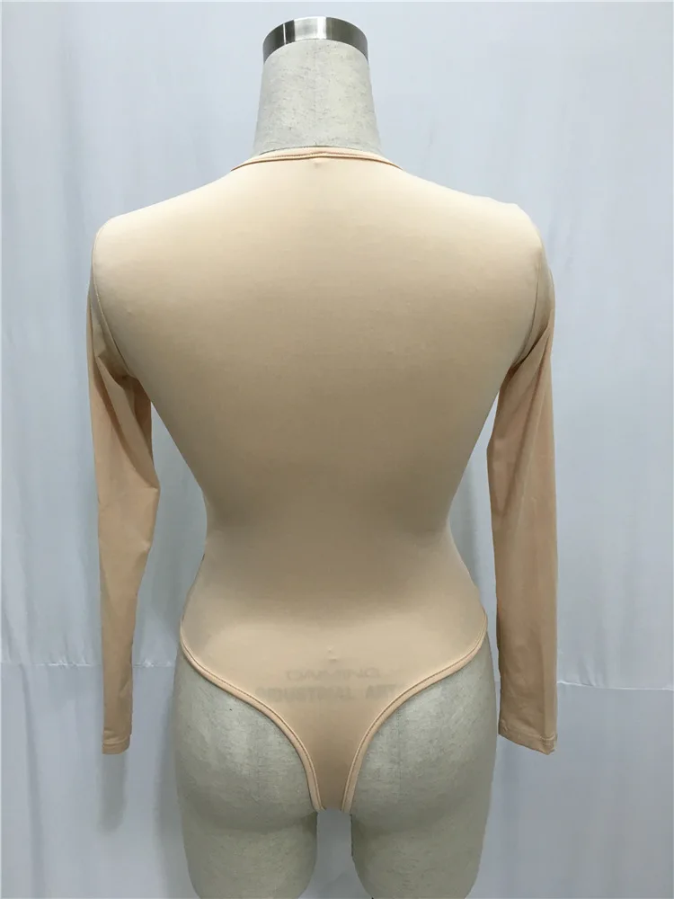 2019 Autumn Women Solid Rompers Long Sleeve Bodysuit Female Sexy O-neck Elastic Slim Pants Siamese Bottoming Bodysuit Romper