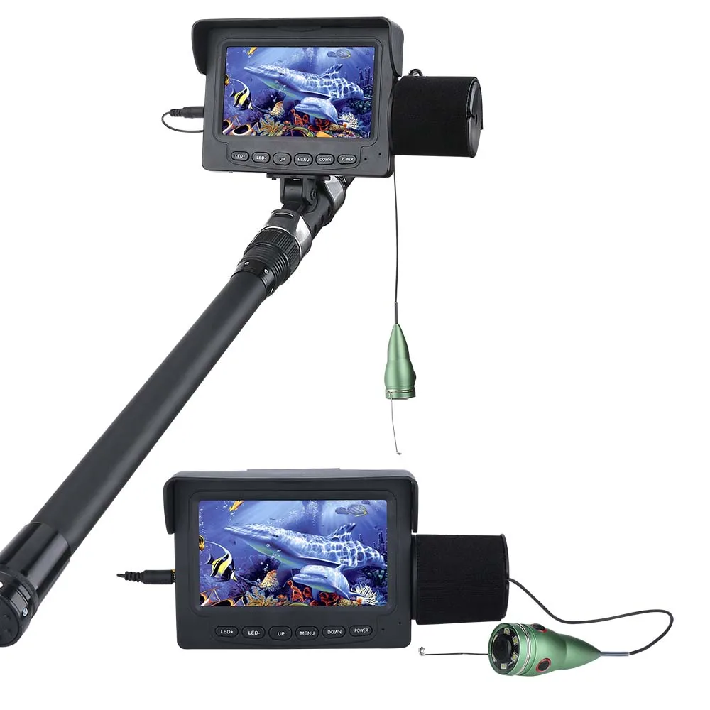 MAOTEWANG 비디오 어군 탐지기 4.3 인치 IPS LCD 모니터 6PCS LED 야간 투시경 낚시 카메라 키트 겨울 수중 얼음 낚시