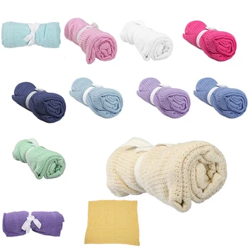 

100% Cotton Baby Infant Cellular Soft Blanket Pram Cot Bed Mosses Basket Crib Color:Fruit green