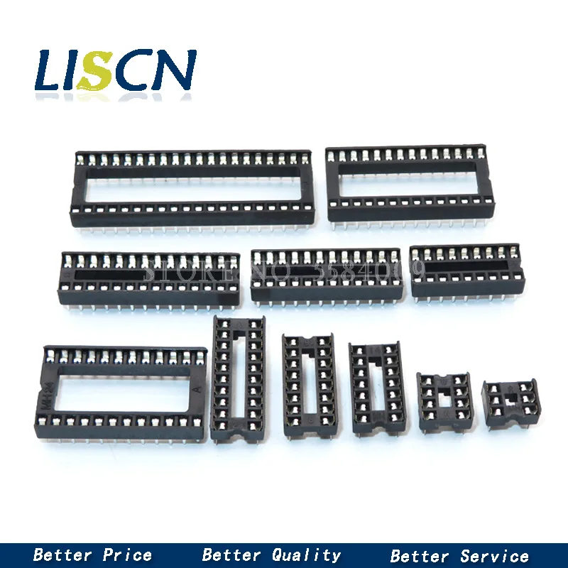 

200PCS IC Sockets DIP6 DIP8 DIP14 DIP16 DIP18 DIP20 DIP24 DIP28 DIP40 pins Connector DIP Socket 8 14 16 18 20 24 28 40 pin DIP-8