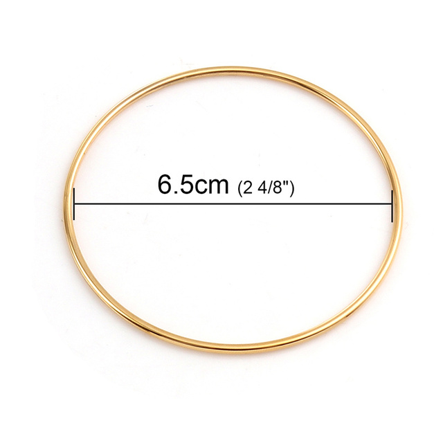 Stainless Steel Bangles Bracelets Rose Gold Silver Color Round Jewelry For Women Men Gifts 22cm - 18.5cm Long, 1 PC