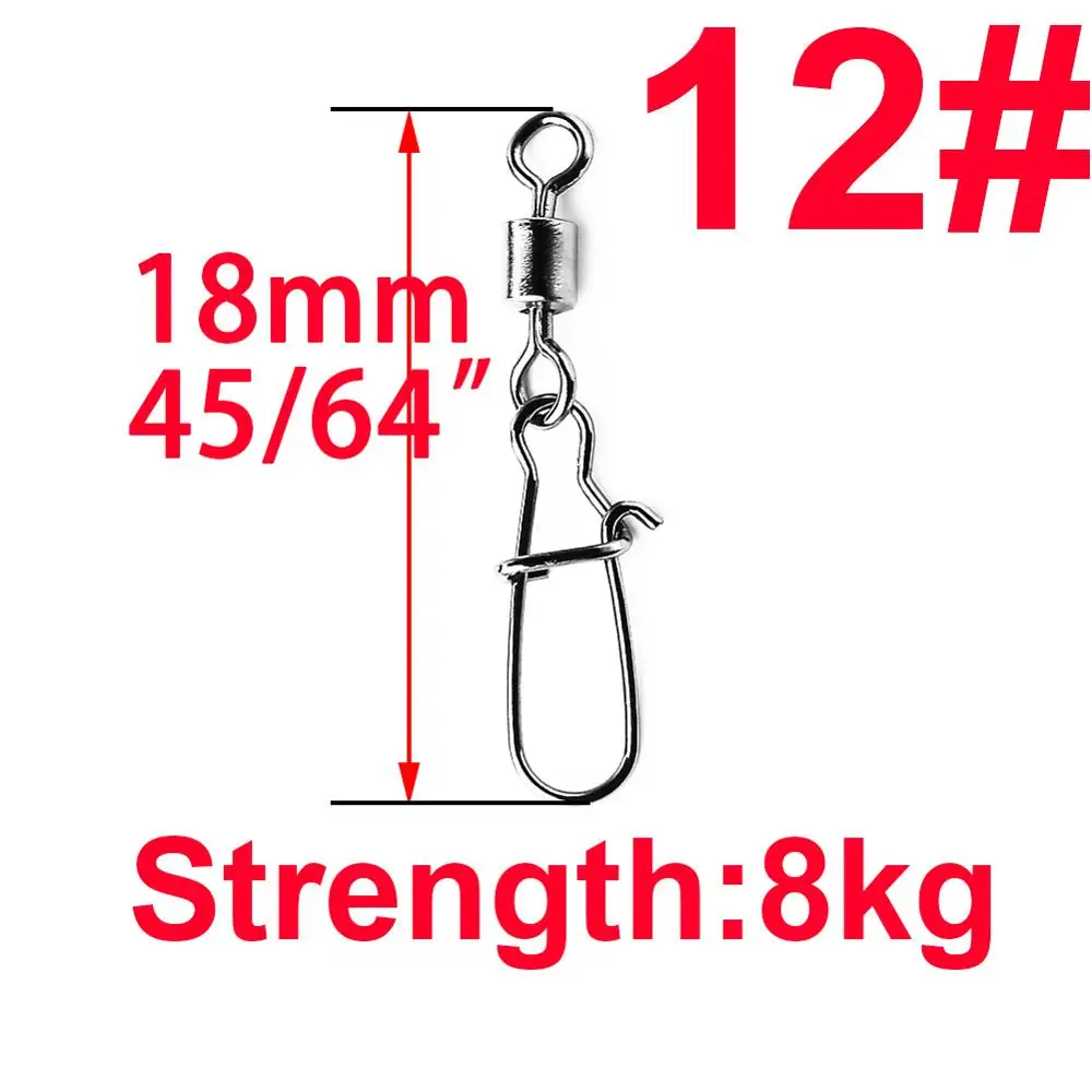 Size 12 50 шт. 2# до 14# рыболовный разъем вращающаяся булавка "Рыбка" подшипник из нержавеющей стали оснастка снасть для приманки на рыболовецкий крючок Товары для рыбалки - Цвет: Size 12