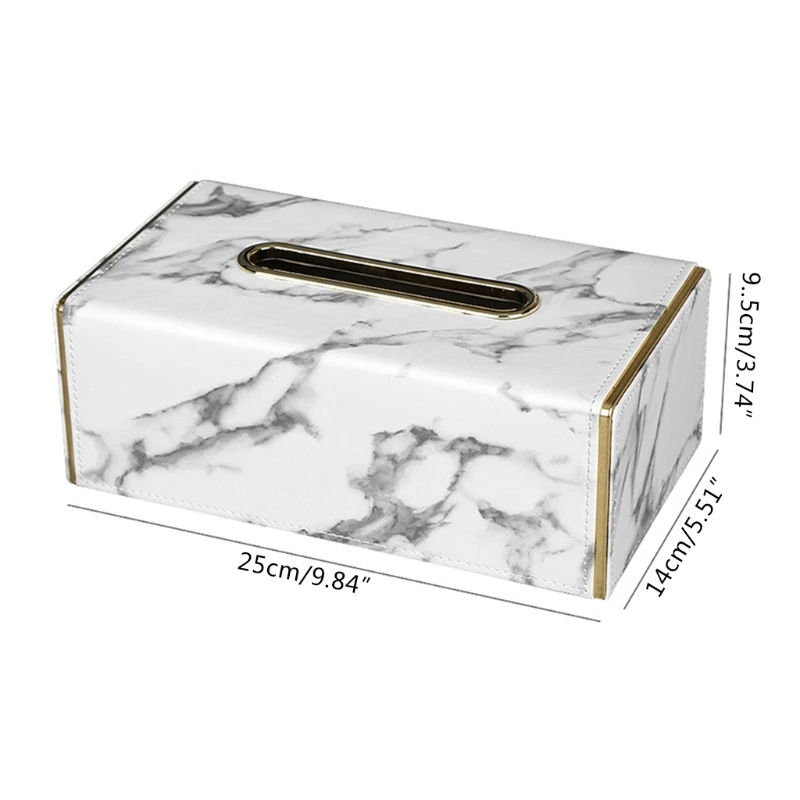 

Marble Pattern Leather Rectangular Tissue Box Desktop Paper Towel Holder Napkin B95A