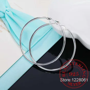 

Minimalist 925 Sterling Silver Large Hoop Earrings Female Big Round Circle Buckle Earrings Hoop Ears for Ladies