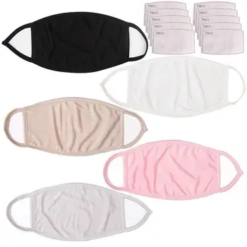 

Unisex Cotton Mouth Mask Washable Sun-proof Dustproof Mask Face Mouth Cover with 2PCS Filter Pad