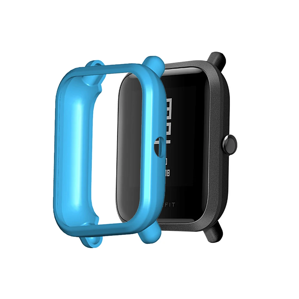 Мягкий ТПУ силиконовый чехол для Xiaomi Huami Amazfit Bip Смарт часы Замена Защитный корпус аксессуары для смарт-браслета - Цвет: 天空蓝