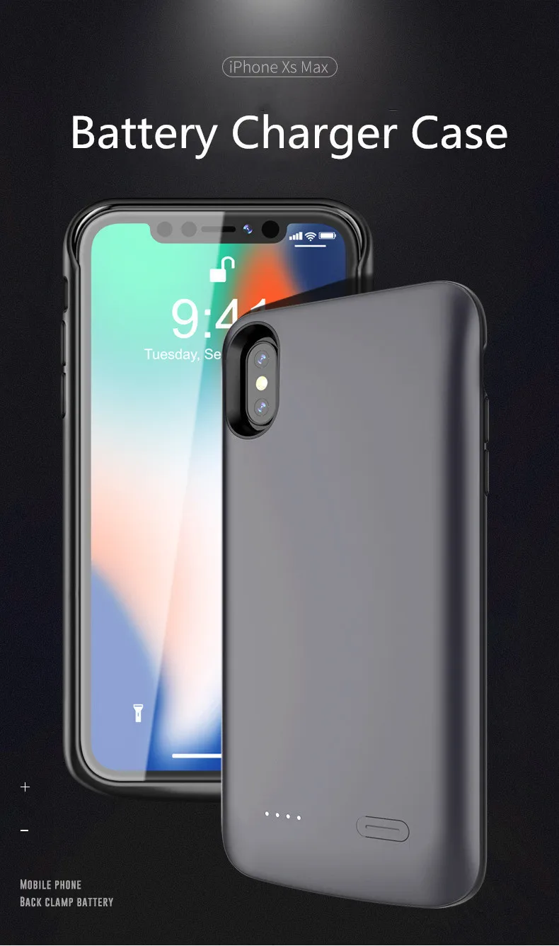 Внешний аккумулятор 6000 мАч, чехол для iphone XS MAX, умный чехол-накладка из ТПУ, внешний аккумулятор, зарядное устройство, чехол для iphone XS MAX