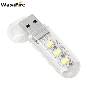 

Wasafire 20pcs/lot Wholesale Portable Small USB LED Flash Light Torch 3 LED Work Lamp USB Charging Night Reading Light