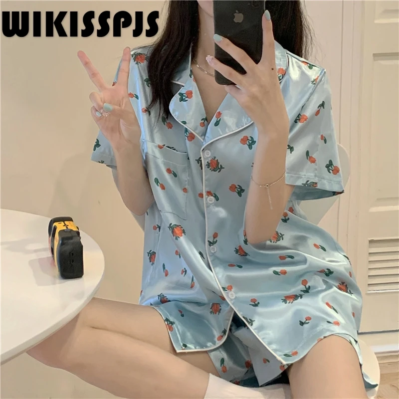 

WIKISSPJS Pajama Suit Women's Summer Loose Leisure Two Piece Comfortable Home Suit Pajamas for Teen Girls Loungewear