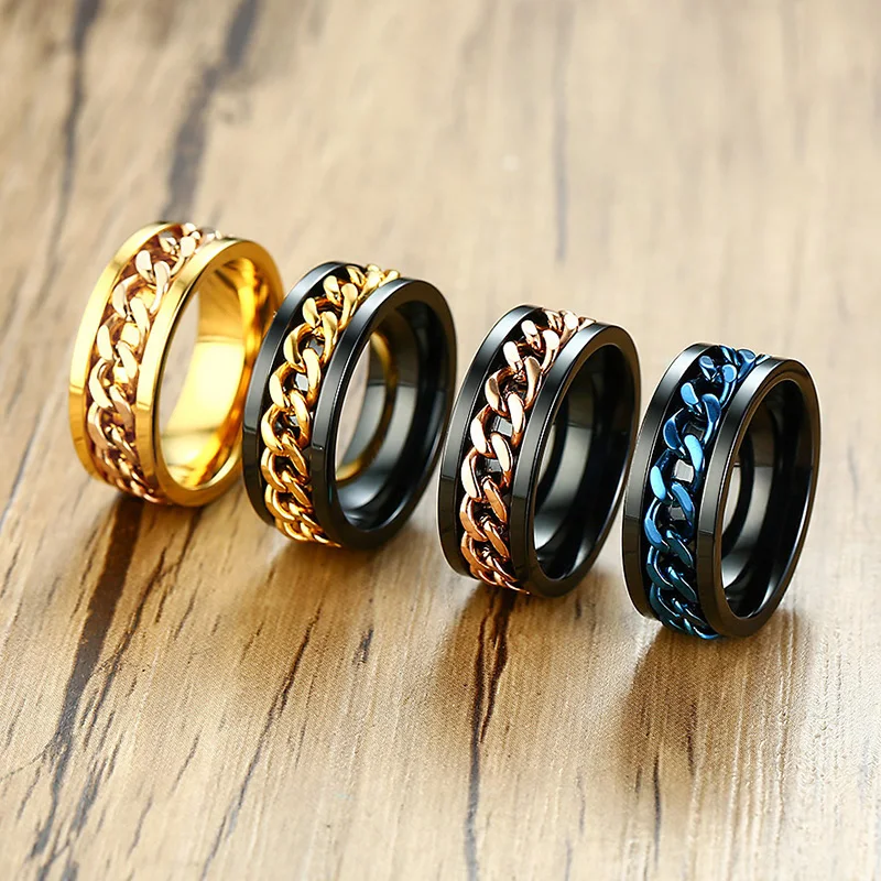 Spinner Chain Ring Men, Stainless Steel 