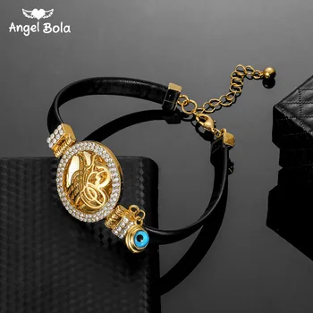 Trendy Allah Jewelry Turkish Coin Bangle Men Islam Woman New Religious Faith Leather Fashion Middle East Bracelet Arabic Muslim