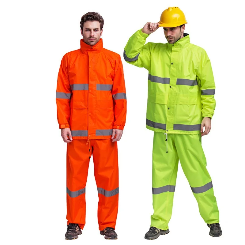 High visibility Workwear Suit Work Wuit Fluorescent Yellow jacket work pants Water proof Traffic Police free shipping | Безопасность и