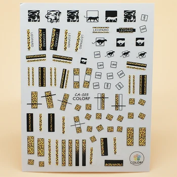 

3D Stickers for Nails Cheetah Square Stripe Girl Nails Art Decoration Manicure Sticker Decals Slider Nail Foil Tips Accessories