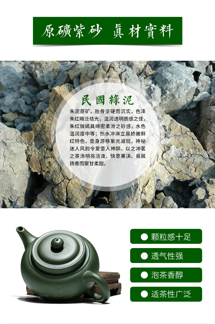Yixing фиолетовый песок чайник чистый сырье ручной работы Шахта зеленый глиняный шар отверстие плоский Западный Ши чайный набор кунг-фу чайник