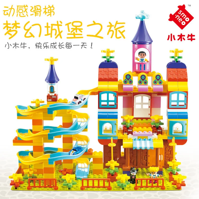 

SMONEO Large Particles GIRL'S Princess Castle Race Car Slide Ball Bearing Educational Assembled Toys Building Blocks 88001