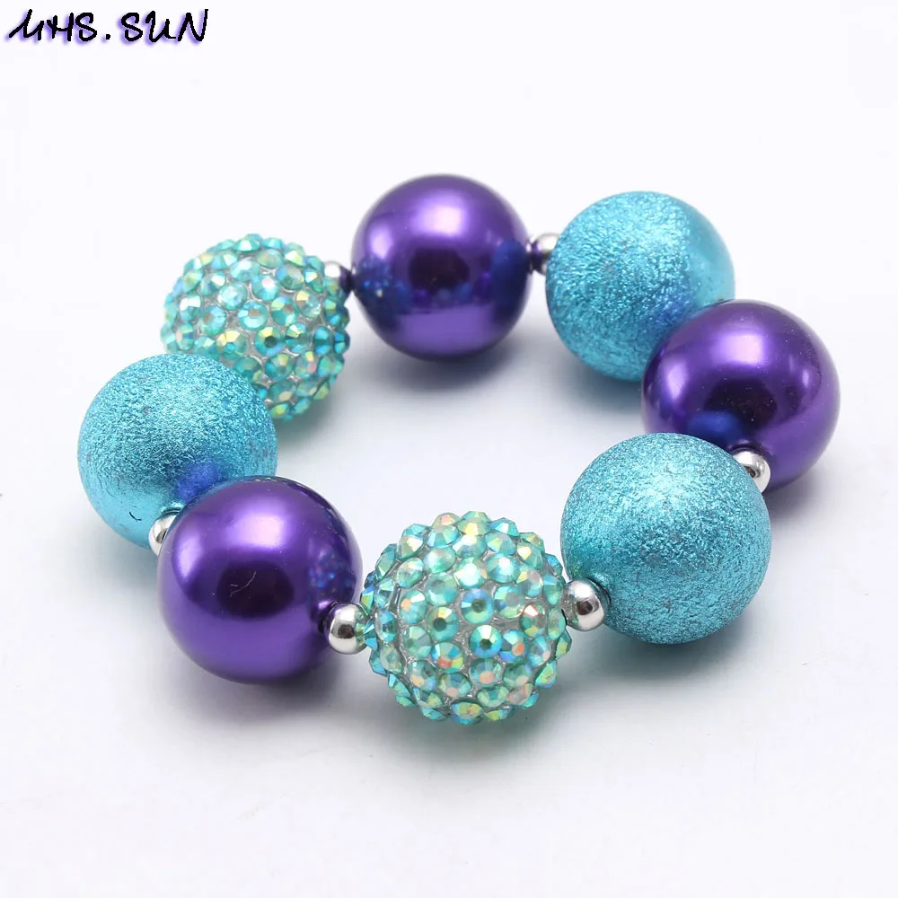 one bracelet MHS. SUN для маленьких девочек, массивное ожерелье с бусинами из жевательной резинки, фиолетовые стильные эластичные браслеты ручной работы, детские ювелирные изделия, вечерние украшения, 1 шт./лот - Окраска металла: one bracelet