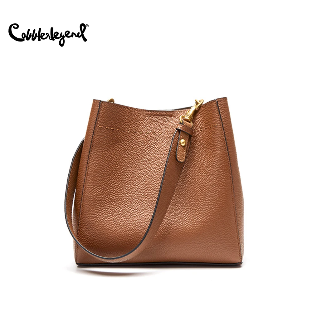 Bolso de hombro informal de cuero genuino para mujer, bolsa de mano de cubo grande, de alta para ir al trabajo, novedad|Bolsos hombro| - AliExpress