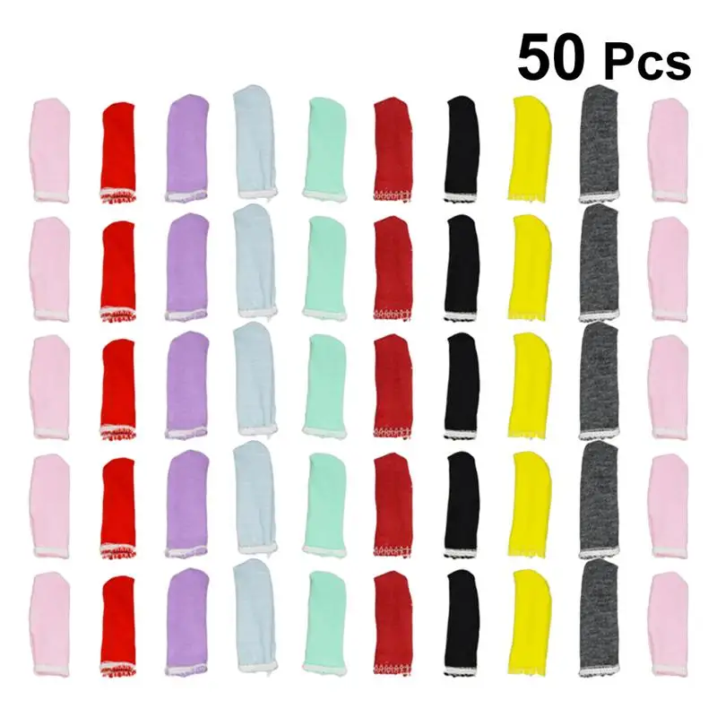 

50pcs Cotton Finger Cover Sweat-absorb Finger Protective Sleeves Breathable Fingertip Cover for Men Women (Random Color)
