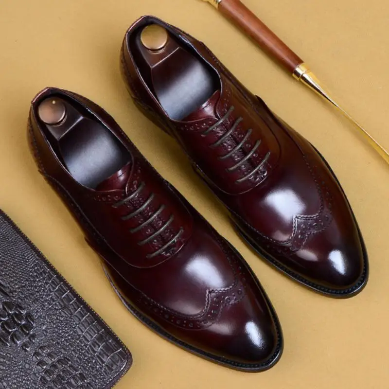 

Мужские модельные туфли, Броги из натуральной кожи с перфорацией, деловой костюм, свадебные туфли, мужские деловые офисные туфли, большие размеры 44, 45, 46