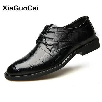 

Dress Oxford Shoes For Men Genuine Leather Lace Up Pointed Toe Male Business Shoes British Luxury Wedding Footwear Black Fashion
