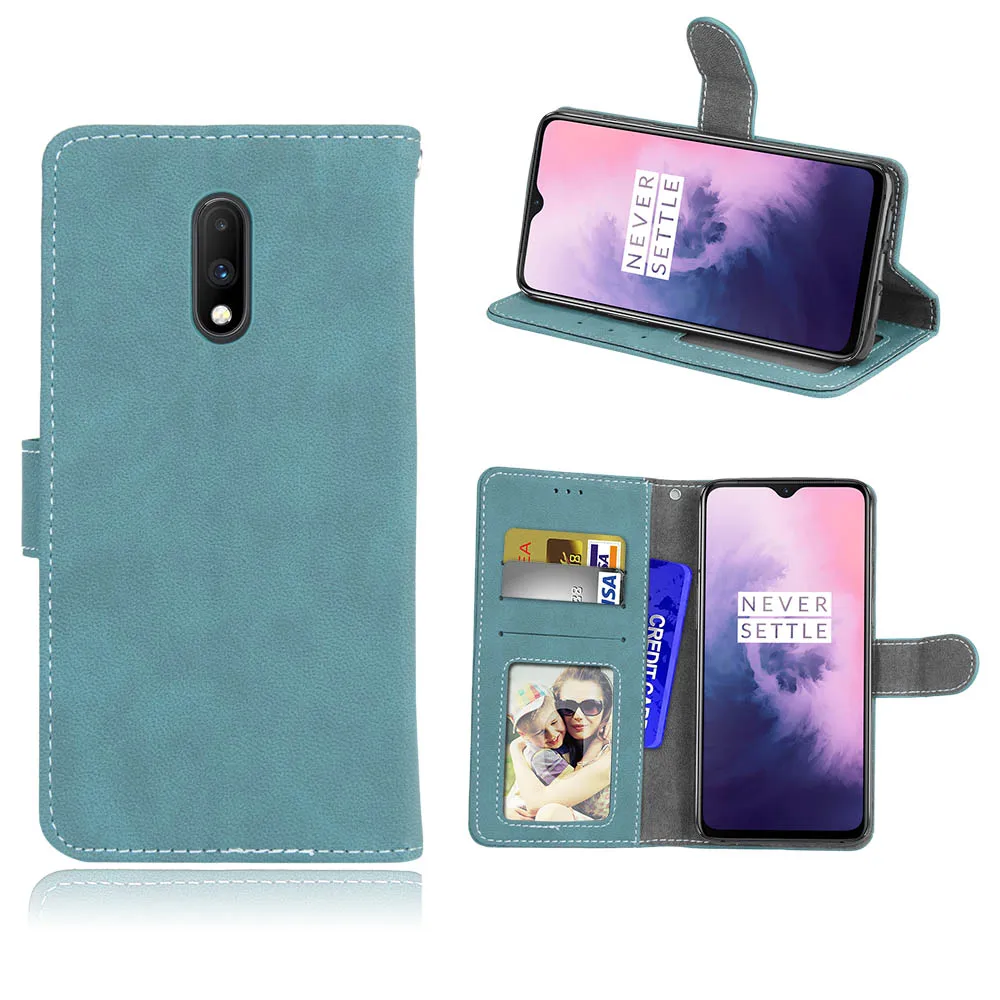 Perfect 100pcs/lot Vintage Scrub 3 card flip wallet leather cover case for One plus 5 5T 6 7 7 Pro Oneplus 5 5 T 6 7 7 Pro shell 48