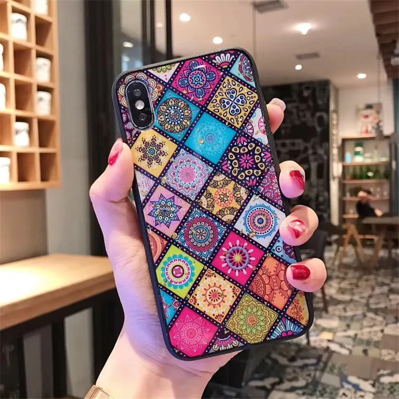Для samsung Galaxy A50 чехол с блестками в национальном стиле ретро чехол для samsung S10 S9 плюс A20 A30 A70 J4 Plus J6 A7 A9 - Цвет: brown
