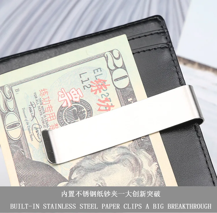 Маленький мужской кожаный бумажник с зажимом для денег, металлический зажим для карт, держатель для денег для мужчин, кошелек с карманом для монет на молнии