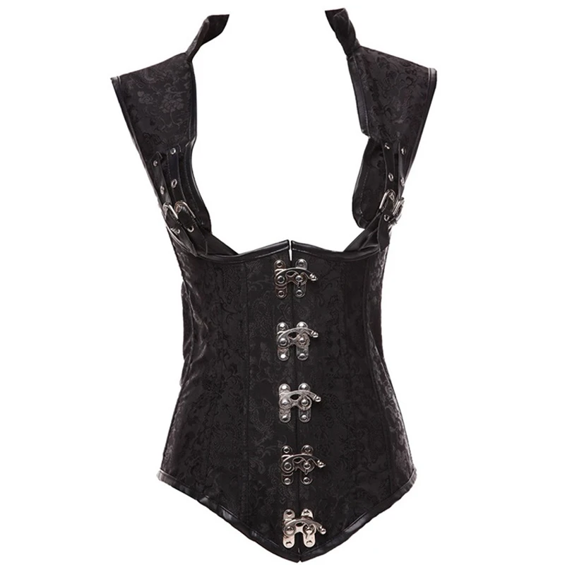 Plus Size Lady Steel Boned Corset Gothic Steampunk Leather Buckles