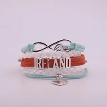 Бесконечность страна ИРЛАНДИЯ Подвеска для браслета в форме сердца Кожа обертывание мужские браслеты и браслеты для женщин ювелирные изделия