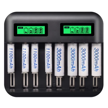 

8 Slots LCD Display USB Battery Charger for AA AAA C D Size Rechargeable Battery 1.2V Ni-Mh Ni-Cd Quick Charger