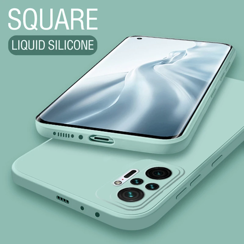 iphone 11 Pro Max  case Square Liquid Silicone Case For Xiaomi Redmi Note 10 9 8 7 Pro 9S Redmi K40 K20 9A Mi 11 10 10T Pro Lite 9 SE Poco F3 Soft Cover best iphone 11 Pro Max case