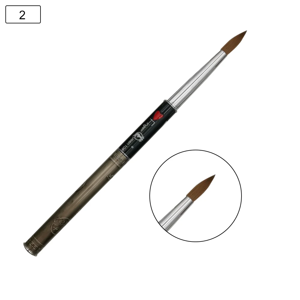 10round Fingerqueen, 1 шт., колонок для волос, соболь, кисть 12#, античный стиль, с красным сердцем, металлическая ручка, акриловая кисть для дизайна ногтей, инструменты для маникюра - Цвет: 10round