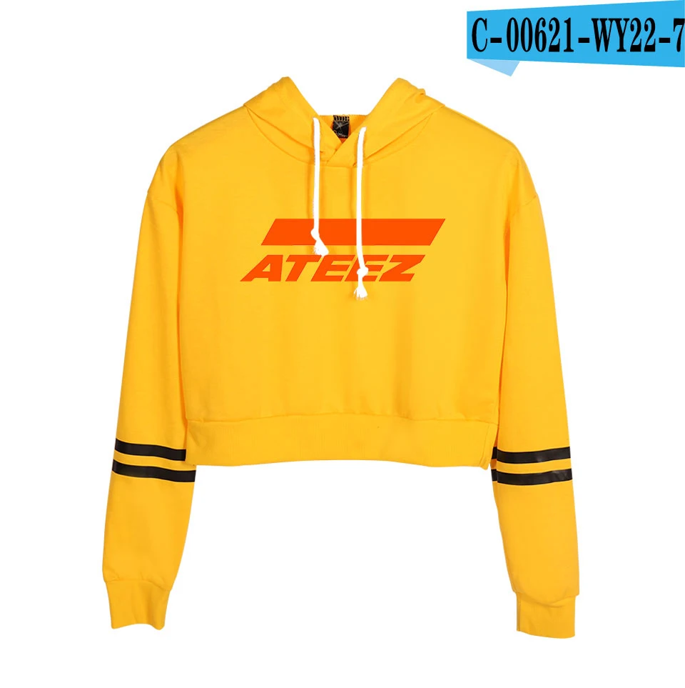 Ateez Kpop свитшоты женские корейские пупок толстовки Толстовка классная, с принтом сексуальная стильная новая популярная Harajuku пуловер уличная - Цвет: Yellow
