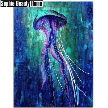 

5d Diy Diamond Painting Jellyfish Photography Rhinestones Diamond Mosaic Full Square Display Home Decor Diamond Embroidery204074