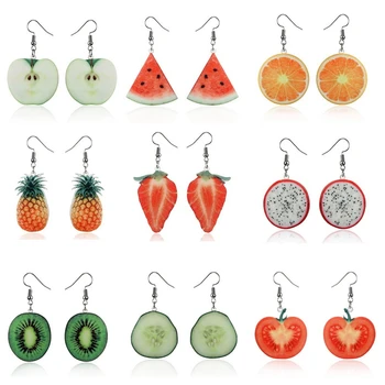 

Creative Assorted Multiple Trendy Fruits Dangle Earrings for Women Watermelon Strawberry Earrings Studs Fruit Earrings Gift