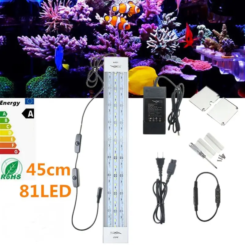 

Chihiros 27W 45CM 5730 81SMD LED Aquarium Light 3500LM 5 Colors LED Aquatic Aquarium Fish Tank Lamp Coral Lamp AC100-240V