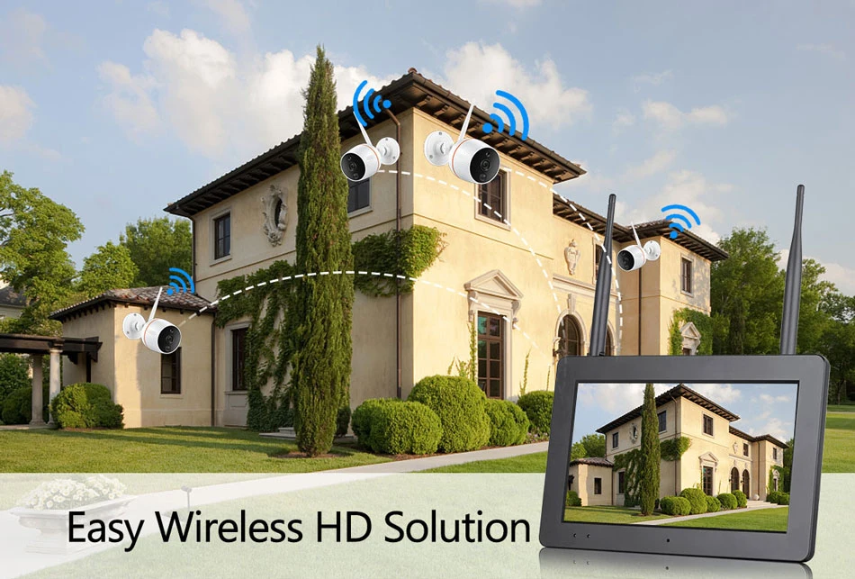 Wifi Camera Wireless NVR Surveillance-Kit Cctv-System Video-Security Outdoor SD Card Two Way Audio System 1080P 7" Touch Screen