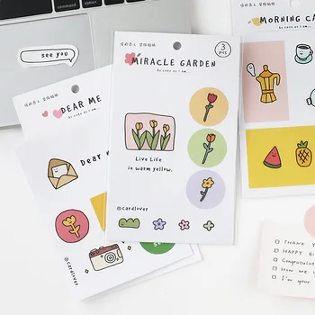 

3 pcs/lot Kawaii Journal Stickers Adhesive Handmade Scrapbooking Art paper Lovely Stickers Diary&Photo Decoration Statonery