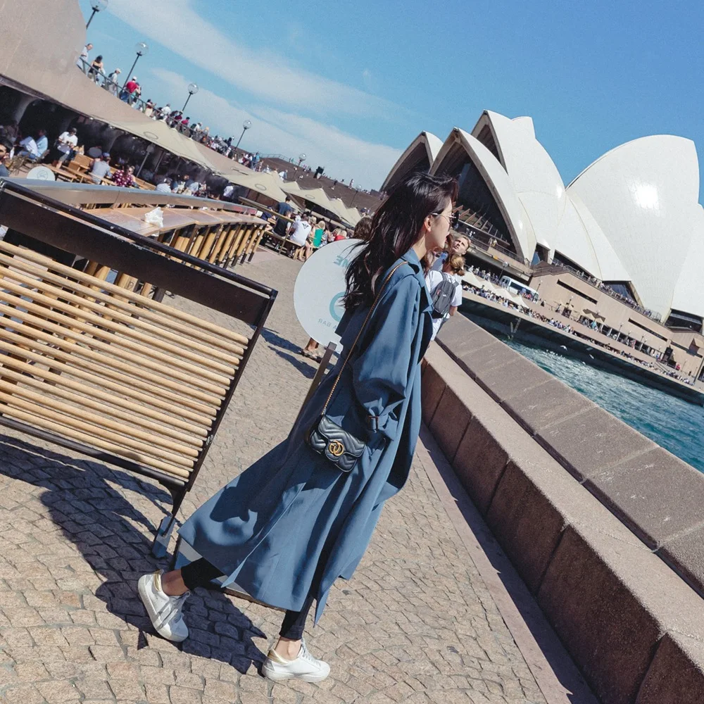 

Photo Shoot French Laziness-Style over-the-Knee Long Trench Coat 2020 Spring New Style WOMEN'S Dress Retro British Style Waist H