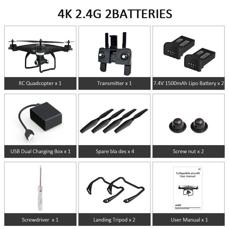 SJRC S20 PRO 5G wifi FPV двойной gps удерживающий высоту с 4K широкоугольной камерой и VR режимом динамического следования RC Дрон Квадрокоптер RTF - Цвет: 4K-2.4G 2Batteries