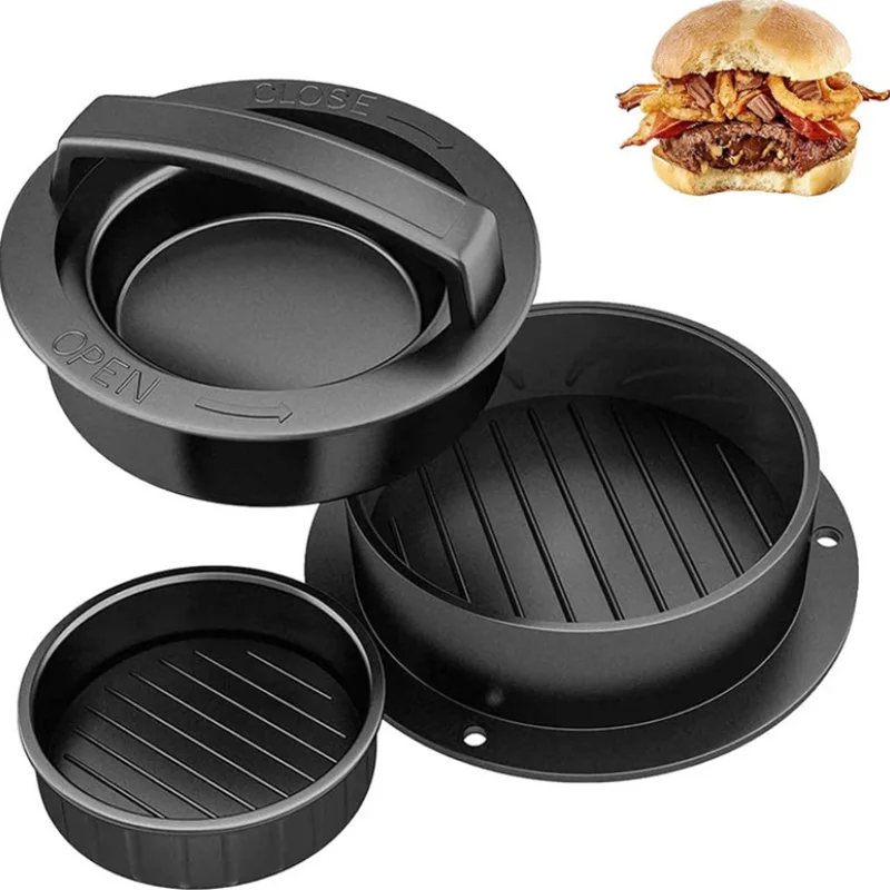 Non-Stick Hanburger Press Mold for Burger Patty Maker 3 in 1 Round Meat Beef Grill Cutlet Press Hamburguesa Mould Kitchen Gadget