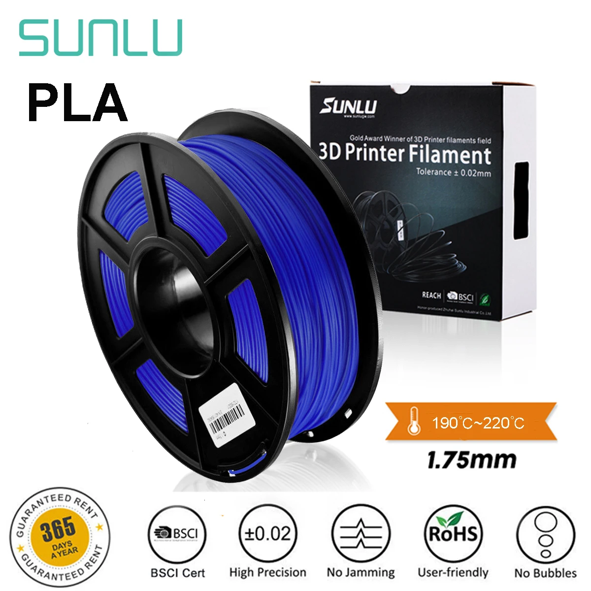 

SUNLU Blue PLA 3D Printer Filament 1.75mm plastic Filament for 3d printer 1kg 2.2lbs full colors free ship