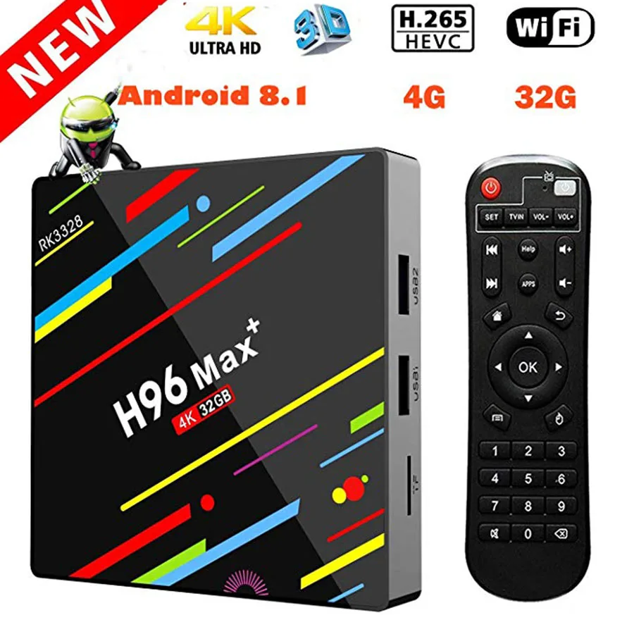 4GB 32GB H96 Max+ смарт ТВ коробка Android 8,1 RK3328 Поддержка H265 VP9 декодирования видео двухъядерный процессор Wi-Fi Bluetooth KD18.0 USB3.0 IPTV Set-top Box - Цвет: 4GB 32GB