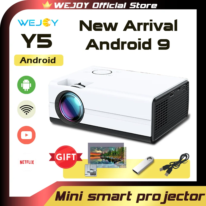 Wejoy Y5 Mini Projector 4K Home FHD Android Wifi Airplay Miracast Audio Screen Sharing Digital Projector LCD Beamer