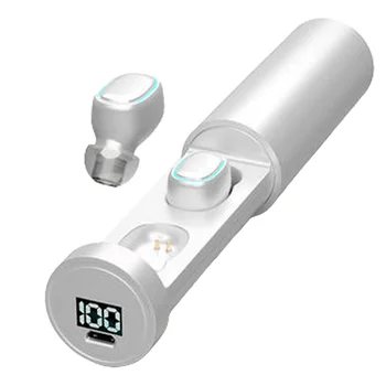 

TWS Wireless Earpiece White Bluetooth 5.0 Earphones with Mic Microphone LED Display Cylinder Charging Case Sport Earbuds Headset